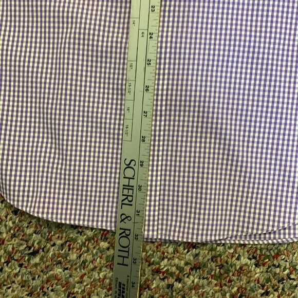 Brooks Brothers Purple White Checkered Gingham LS Button-Down Shirt Size 16.5/34 - Picture 9 of 10